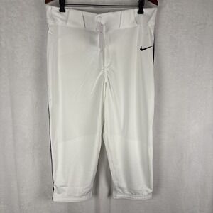 Nike Vapor Select High Black Piped Baseball 3/4 Pant Mens Large White BQ9021-106